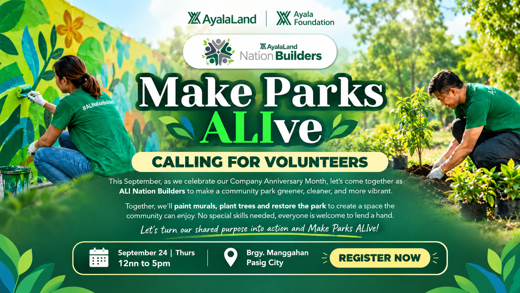 (ALI Group Employees Only) Make Parks ALIve Activity at Brgy. Manggahan, Pasig – Manggahan Floodway